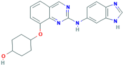 图片 顺式-4-((2-((1H-苯并[d]咪唑-6-基)氨基)喹唑啉-8-基)氧基)环己醇，cis-4-​[[2-​(1H-​Benzimidazol-​6-​ylamino)​-​8-​quinazolinyl]​oxy]​-​cyclohexanol