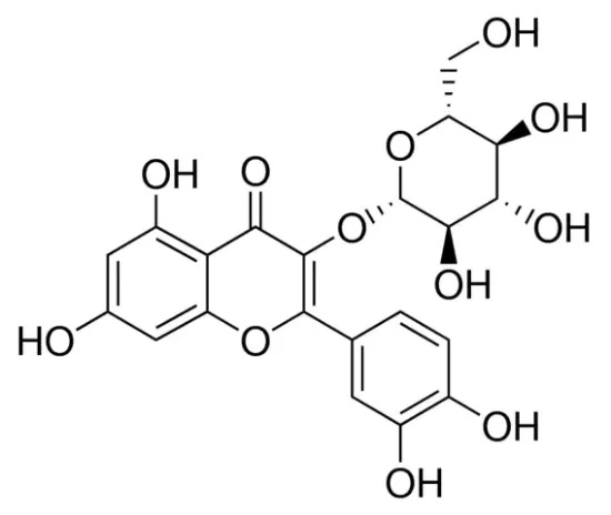 图片 槲皮素 3-β-D-葡萄糖甙 [异槲皮苷]，Quercetin 3-β-D-glucoside [Q3G]；≥90% (HPLC)