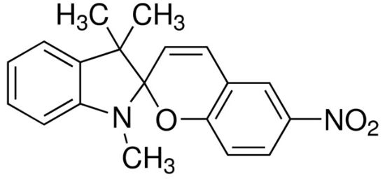 图片 1′,3′-二氢-1′3′,3′-三甲基-6-硝基螺[2H-1-苯并吡喃-2,2′-(2H)-吲哚]，1′,3′-Dihydro-1′,3′,3′-trimethyl-6-nitrospiro[2H-1-benzopyran-2,2′-(2H)-indole]；98%