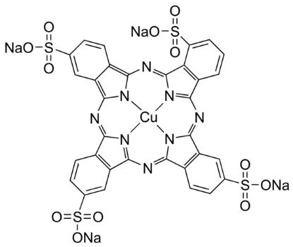 图片 铜酞菁-3,4',4'',4'''-四磺酸四钠盐，Copper phthalocyanine-3,4′,4″,4″′-tetrasulfonic acid tetrasodium salt；Dye content 85 %