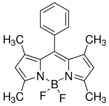 图片 1,3,5,7-四甲基-8-苯基-4,4-二氟二氮杂丁烷，1,3,5,7-Tetramethyl-8-phenyl-4,4-difluoroboradiazaindacene [BODIPY]；97%