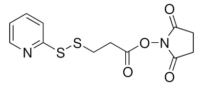 图片 3-(2-吡啶二硫)丙酸N -羟基琥珀酰亚胺酯，3-(2-Pyridyldithio)propionic acid N-hydroxysuccinimide ester [SPDP]；≥95%, powder