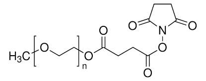 图片 甲氧基聚乙二醇琥珀酸酯N-羟基琥珀酰亚胺，Methoxypolyethylene glycol succinate N-hydroxysuccinimide；5,000, ≥90%