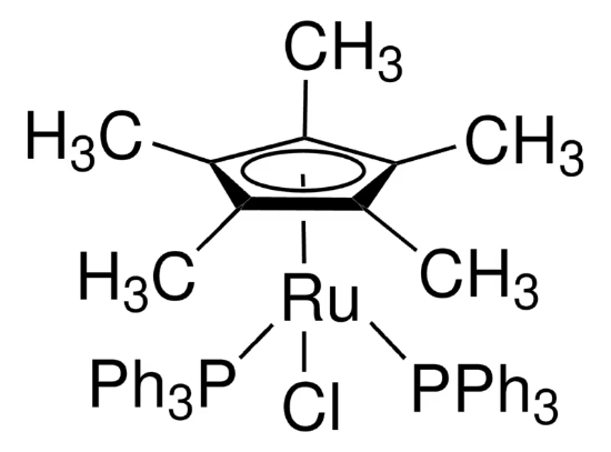 图片 五甲基环戊二烯基双(三苯基膦)氯化钌(II)，Pentamethylcyclopentadienylbis (triphenylphosphine)ruthenium(II) chloride；solid