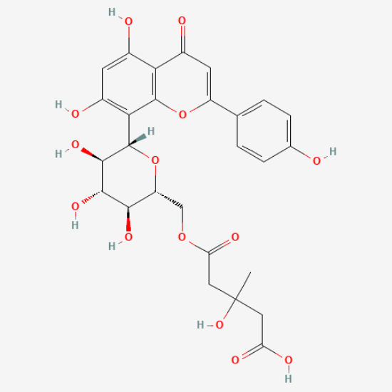 图片 6″-O-(3′′′-羟基-3′′′-甲基戊二酰) 牡荆苷，Carboxy-3-hydroxy-3-methyl-1- oxobutyl)-β-D-glucopyranosyl]-5,7- dihydro；≥98%