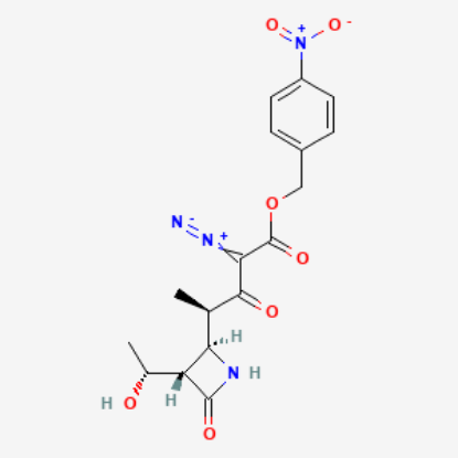 图片 (R)-4-硝基苄基 2-重氮-4-((2R,3S)-3-((R)-1-羟基-乙基)-4-羰基氮杂环丁烷-2-基)-3-羰基戊酸酯 [美罗培南中间体F9]，(R)-4-Nitrobenzyl 2-diazo-4-((2R,3S)-3-((R)-1-hydroxy-ethyl)-4-oxoazetidin-2-yl)-3-oxopentanoate；≥98%