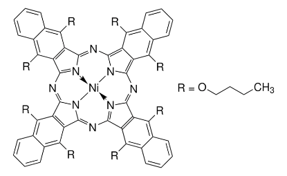 图片 5,9,14,18,23,27,32,36-八丁氧基-2,3-萘酞菁镍(II)，Nickel(II) 5,9,14,18,23,27,32,36-octabutoxy-2,3-naphthalocyanine；Dye content 98 %