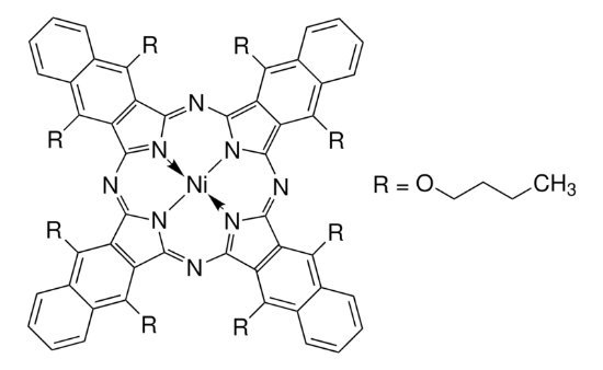 图片 5,9,14,18,23,27,32,36-八丁氧基-2,3-萘酞菁镍(II)，Nickel(II) 5,9,14,18,23,27,32,36-octabutoxy-2,3-naphthalocyanine；Dye content 98 %