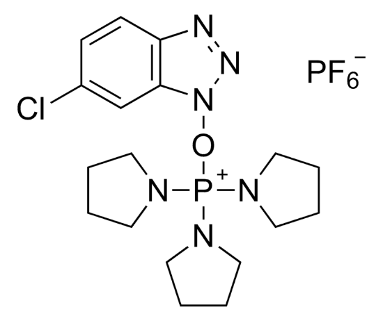 图片 (6-氯苯并三唑-1-基氧基)三吡咯烷基膦六氟磷酸盐，(6-Chlorobenzotriazol-1-yloxy)tripyrrolidinophosphonium hexafluorophosphate [PyCOP, TPTDP]；97%